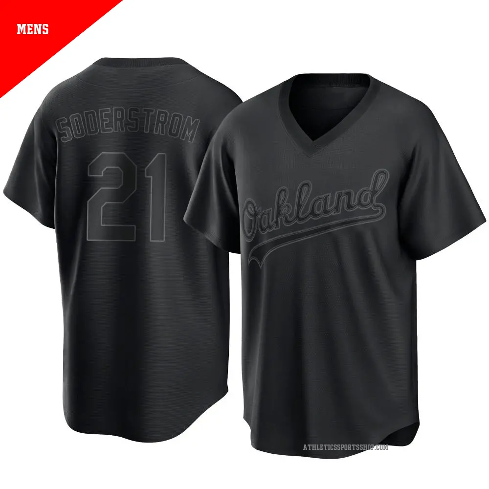 Men's ＃21 Tyler Soderstrom Oakland Athletics Black Replica Pitch Fashion Jersey