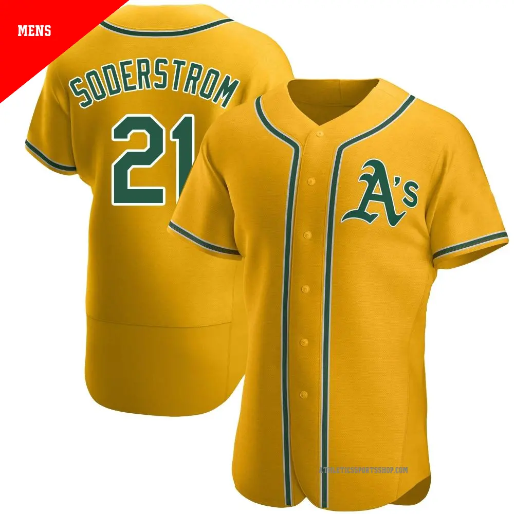 Men's ＃21 Tyler Soderstrom Oakland Athletics Gold Authentic Alternate Jersey