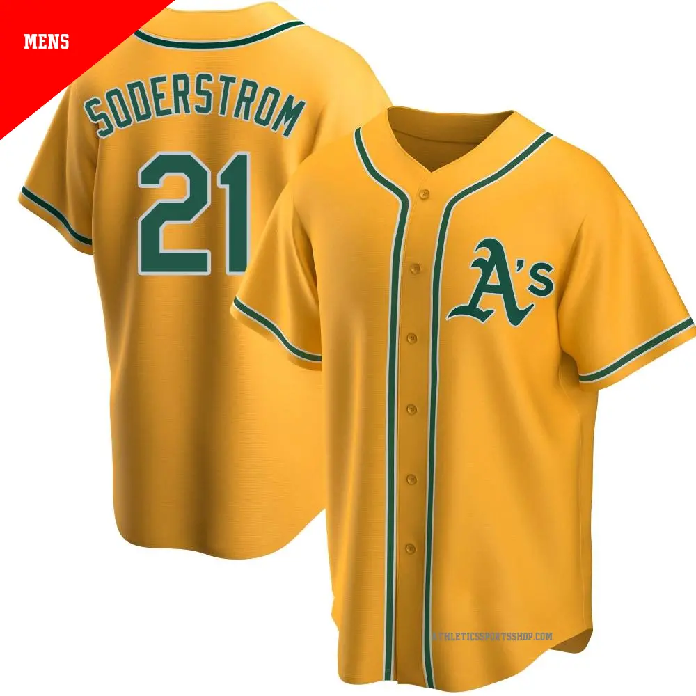 Men's ＃21 Tyler Soderstrom Oakland Athletics Gold Replica Alternate Jersey