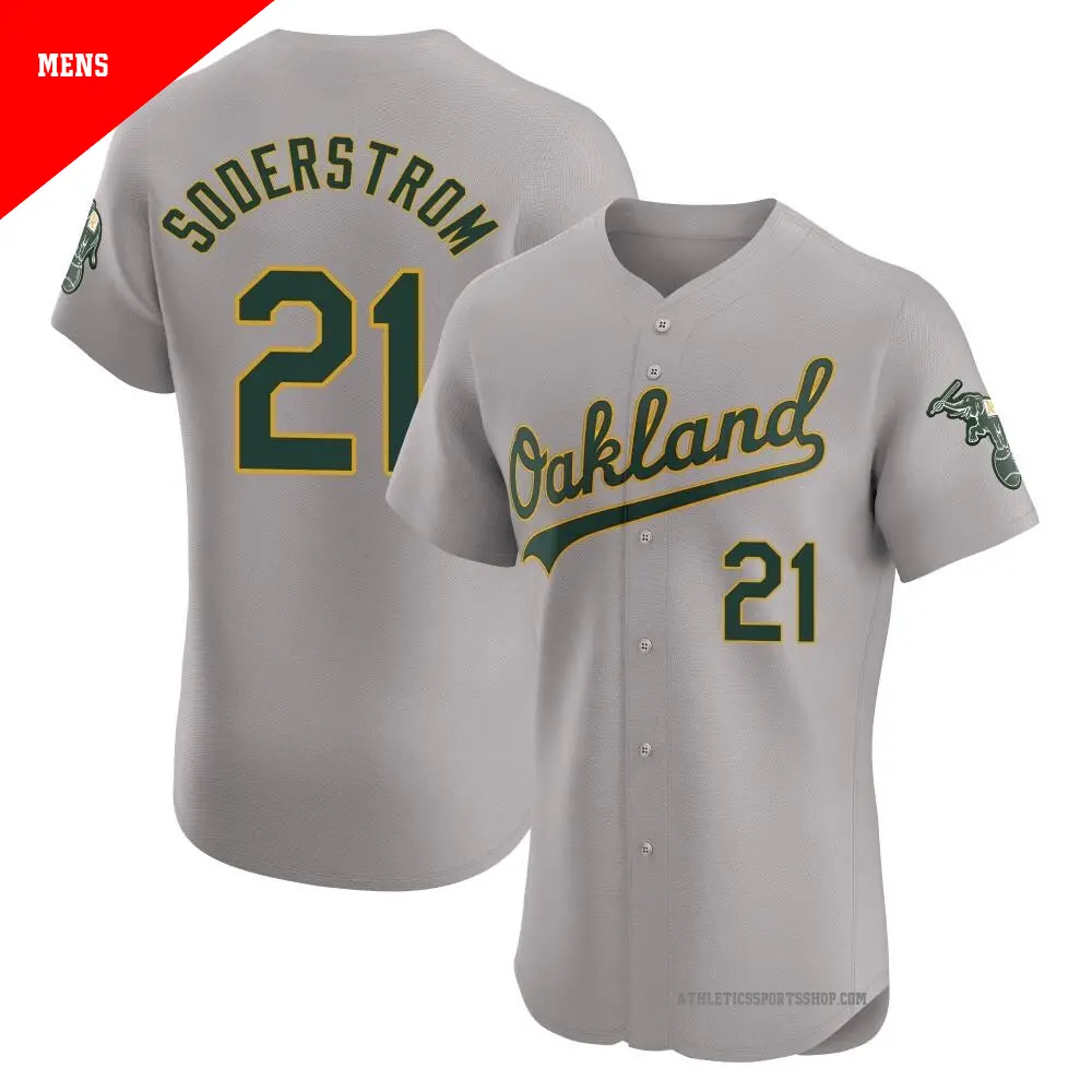 Men's ＃21 Tyler Soderstrom Oakland Athletics Gray Elite Road Jersey