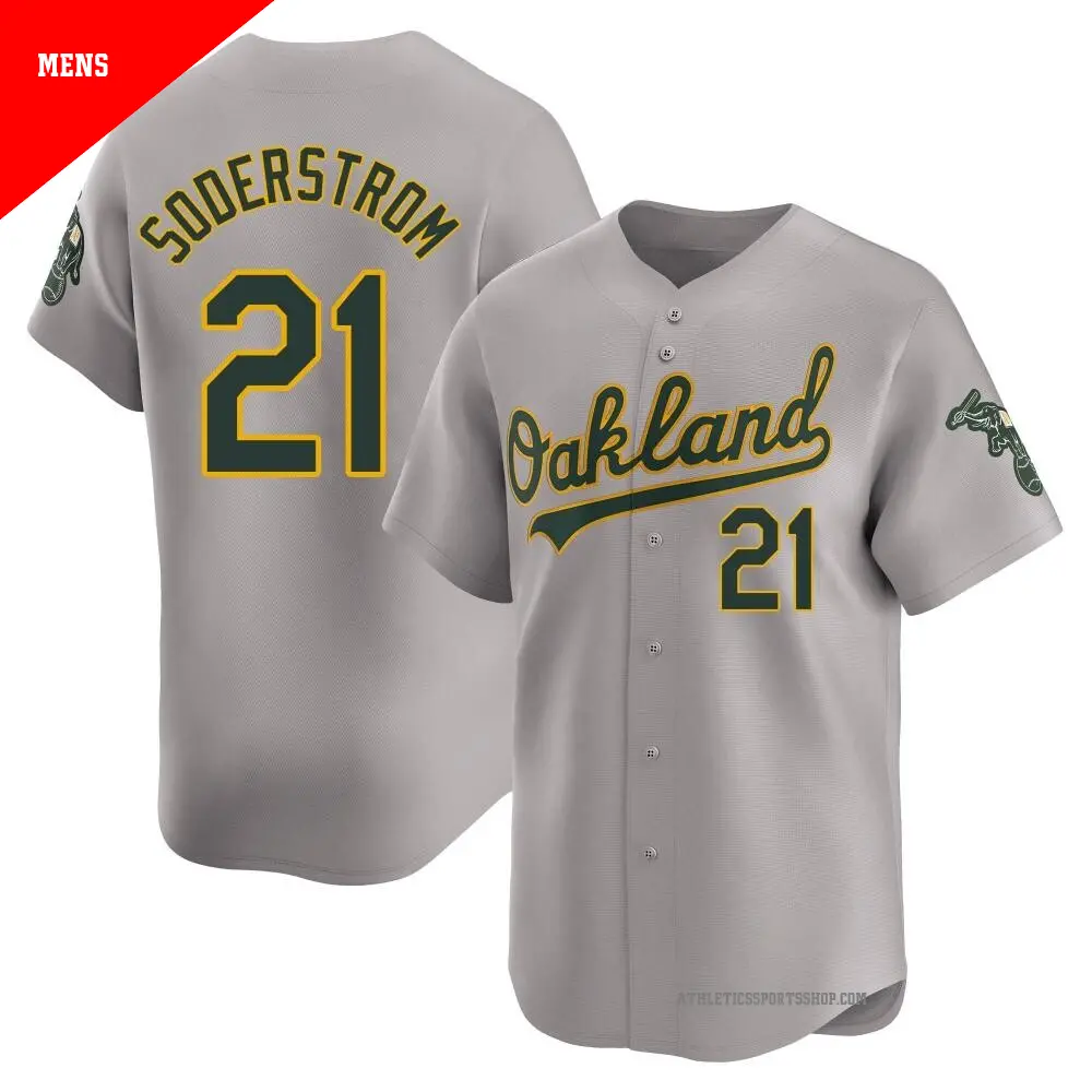 Men's ＃21 Tyler Soderstrom Oakland Athletics Gray Limited Away Jersey