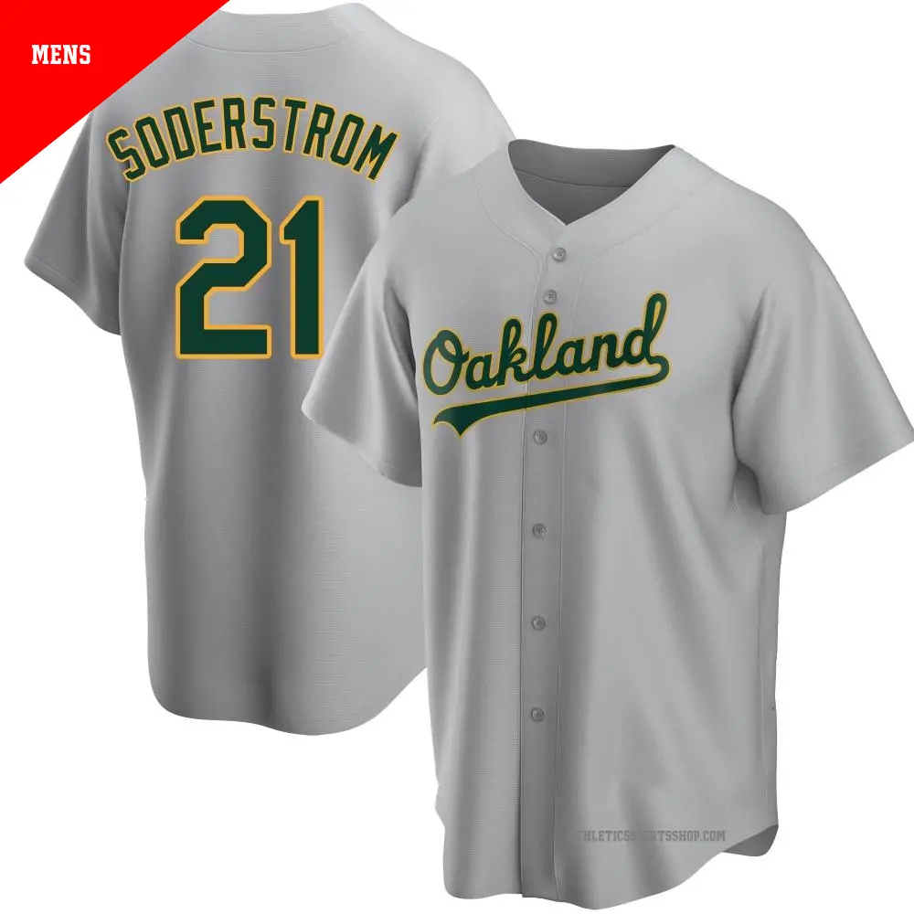 Men's ＃21 Tyler Soderstrom Oakland Athletics Gray Replica Road Jersey