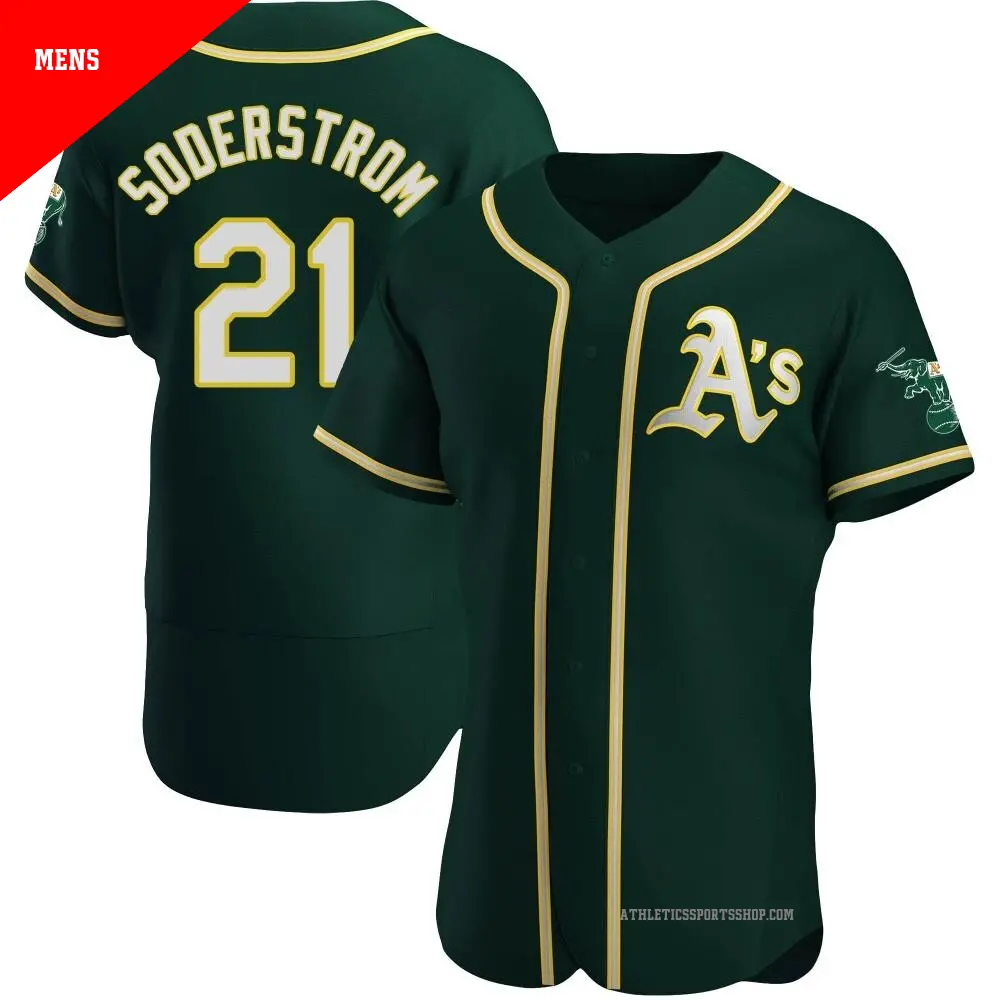 Men's ＃21 Tyler Soderstrom Oakland Athletics Green Authentic Alternate Jersey