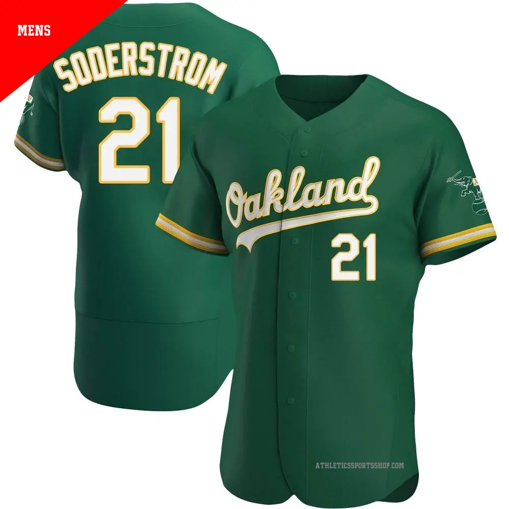 Men's ＃21 Tyler Soderstrom Oakland Athletics Green Authentic Kelly Alternate Jersey