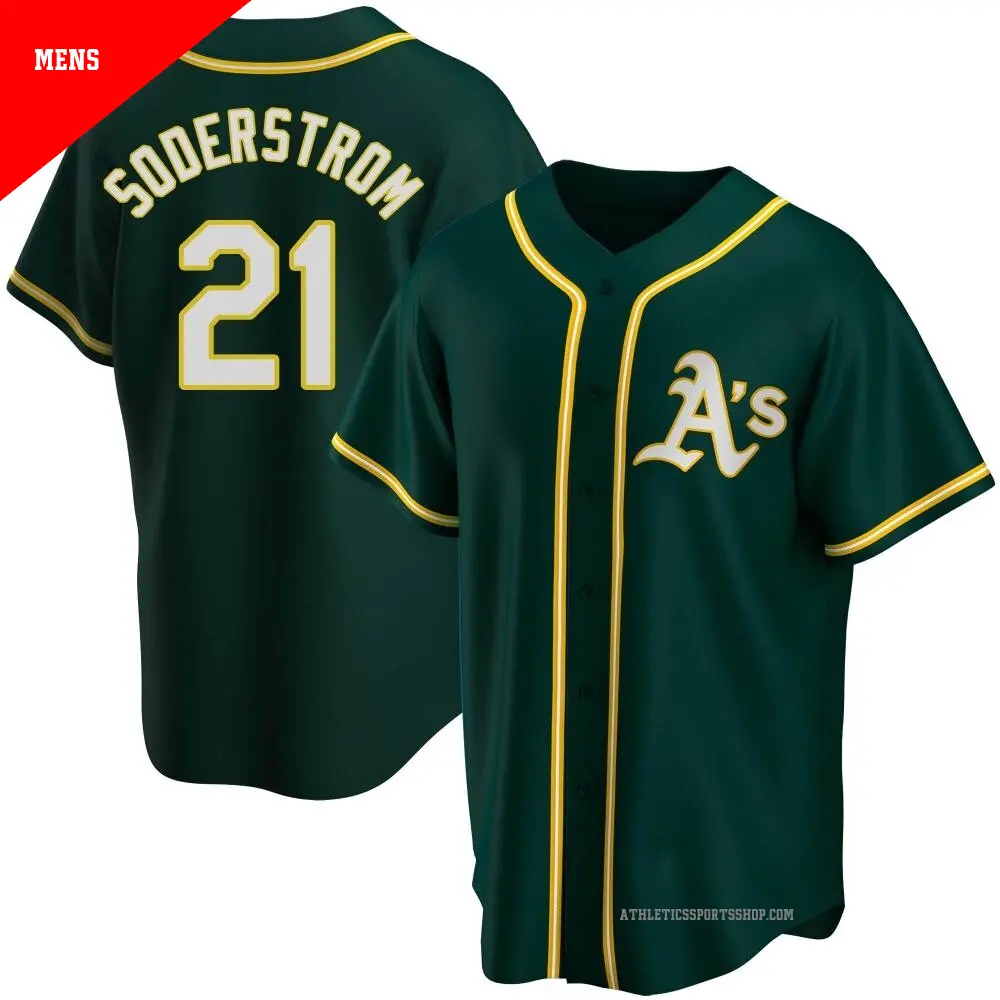 Men's ＃21 Tyler Soderstrom Oakland Athletics Green Replica Alternate Jersey