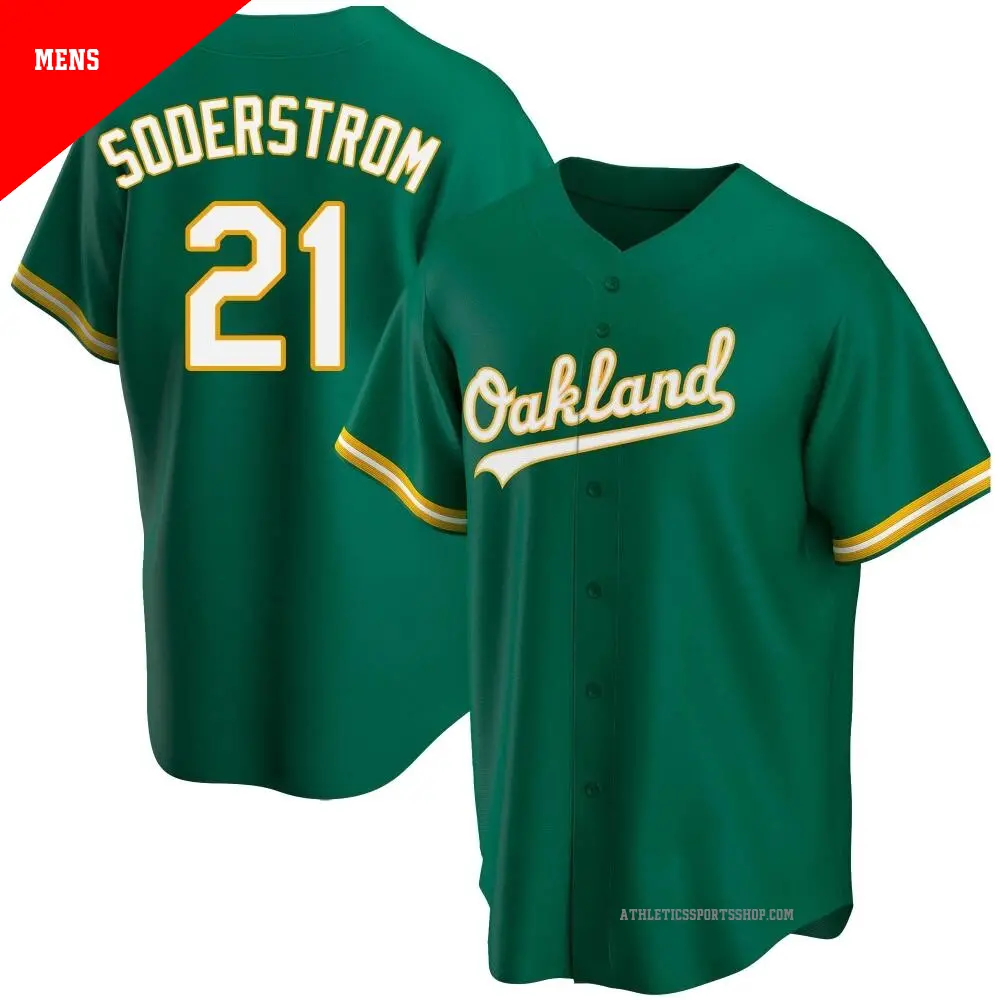 Men's ＃21 Tyler Soderstrom Oakland Athletics Green Replica Kelly Alternate Jersey