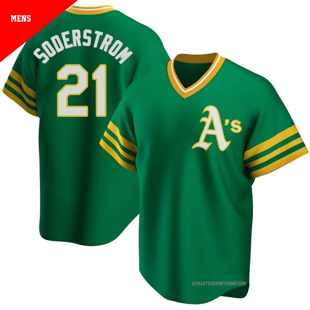 Men's ＃21 Tyler Soderstrom Oakland Athletics Green Replica R Kelly Road Cooperstown Collection Jersey