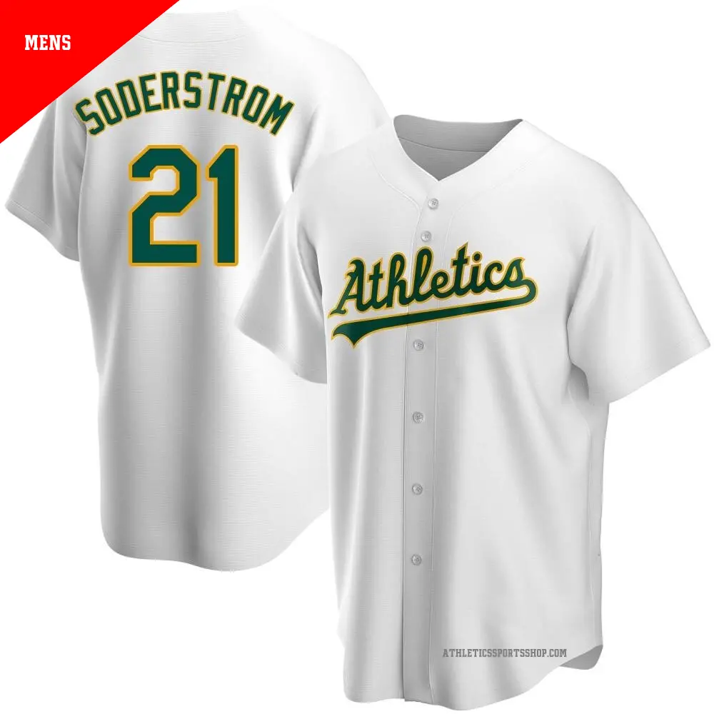 Men's ＃21 Tyler Soderstrom Oakland Athletics White Replica Home Jersey