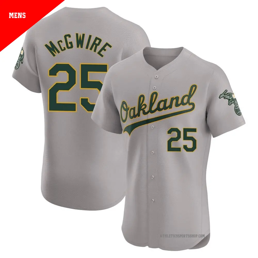 Men s 25 Mark McGwire Oakland Athletics Gray Elite Road Jersey