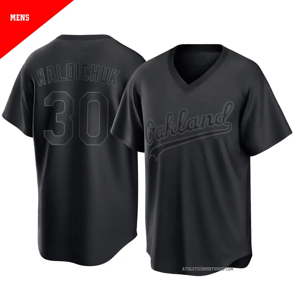 Men's ＃30 Ken Waldichuk Oakland Athletics Black Replica Pitch Fashion Jersey