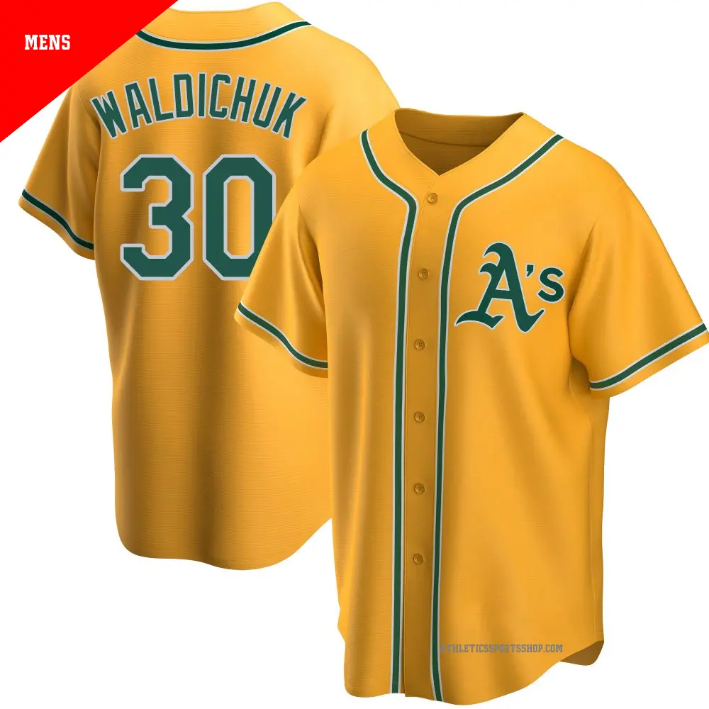 Men's ＃30 Ken Waldichuk Oakland Athletics Gold Replica Alternate Jersey