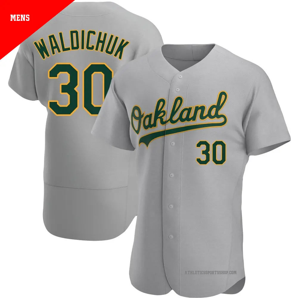 Men's ＃30 Ken Waldichuk Oakland Athletics Gray Authentic Road Jersey