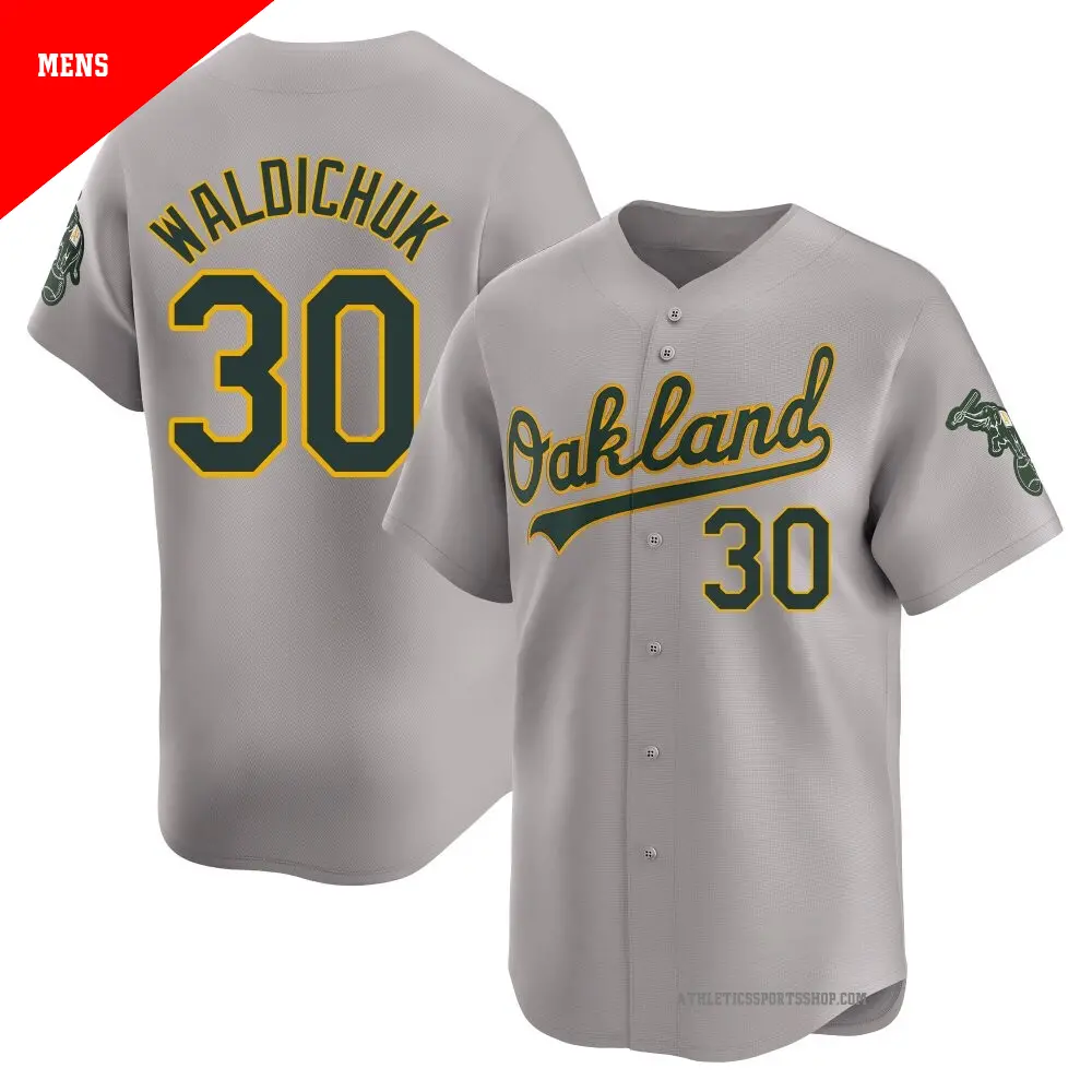 Men's ＃30 Ken Waldichuk Oakland Athletics Gray Limited Away Jersey