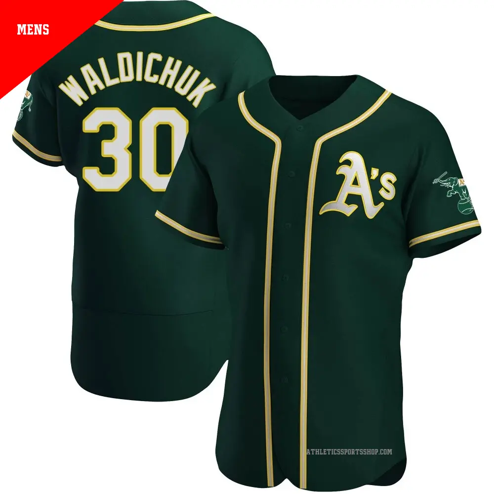 Men's ＃30 Ken Waldichuk Oakland Athletics Green Authentic Alternate Jersey