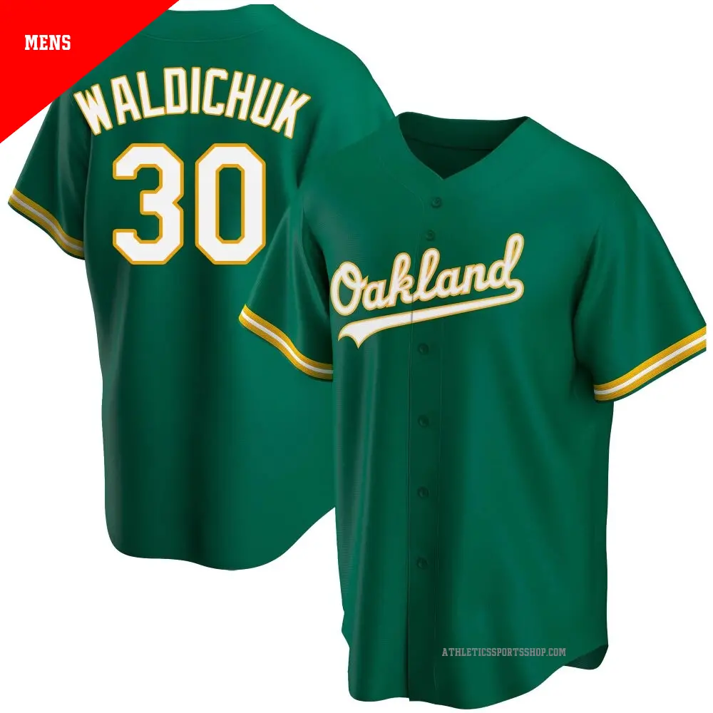 Men's ＃30 Ken Waldichuk Oakland Athletics Green Replica Kelly Alternate Jersey