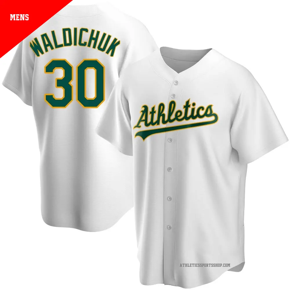 Men's ＃30 Ken Waldichuk Oakland Athletics White Replica Home Jersey