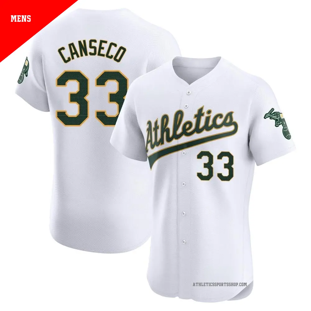 Men s 33 Jose Canseco Oakland Athletics White Elite Home Jersey