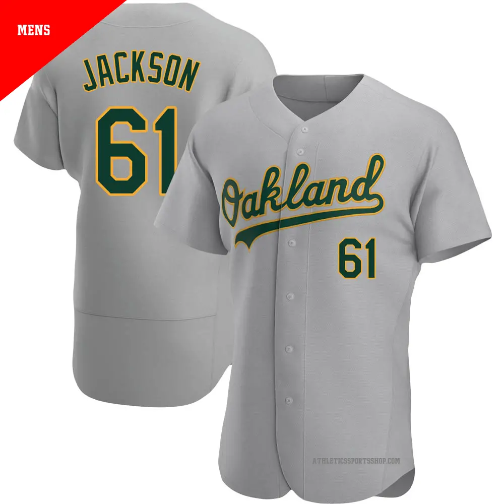 Men's ＃61 Zach Jackson Oakland Athletics Gray Authentic Road Jersey