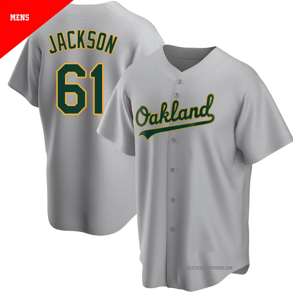 Men's ＃61 Zach Jackson Oakland Athletics Gray Replica Road Jersey