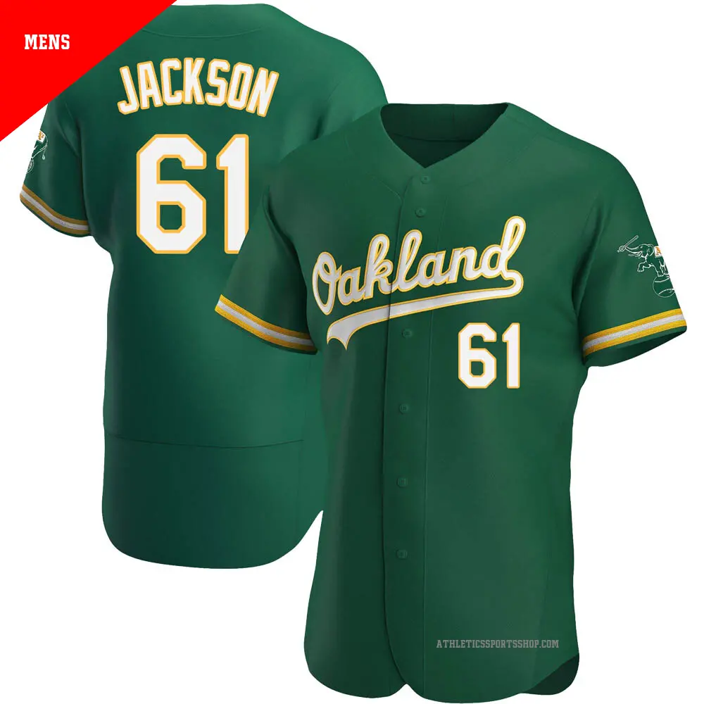 Men's ＃61 Zach Jackson Oakland Athletics Green Authentic Kelly Alternate Jersey