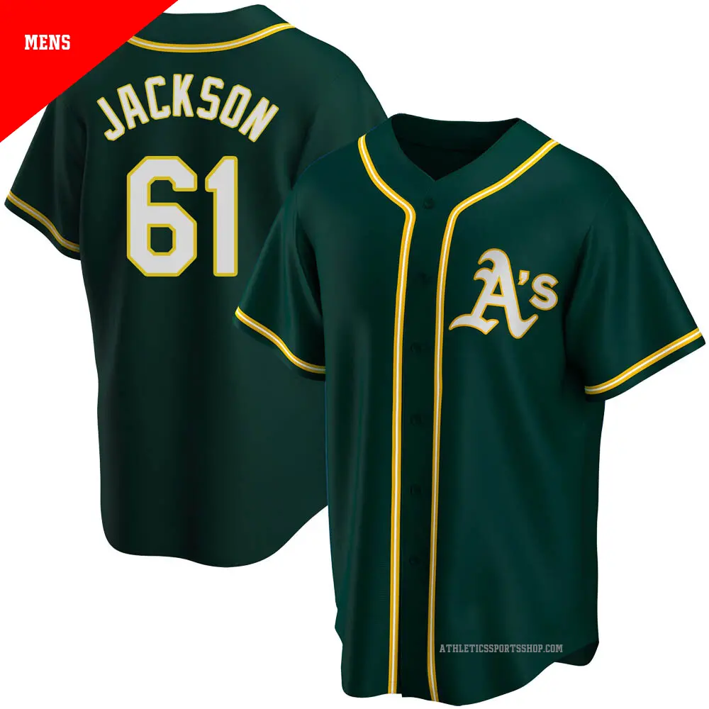 Men's ＃61 Zach Jackson Oakland Athletics Green Replica Alternate Jersey