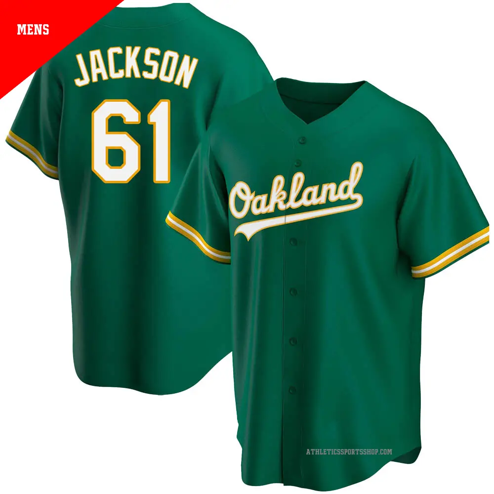 Men's ＃61 Zach Jackson Oakland Athletics Green Replica Kelly Alternate Jersey