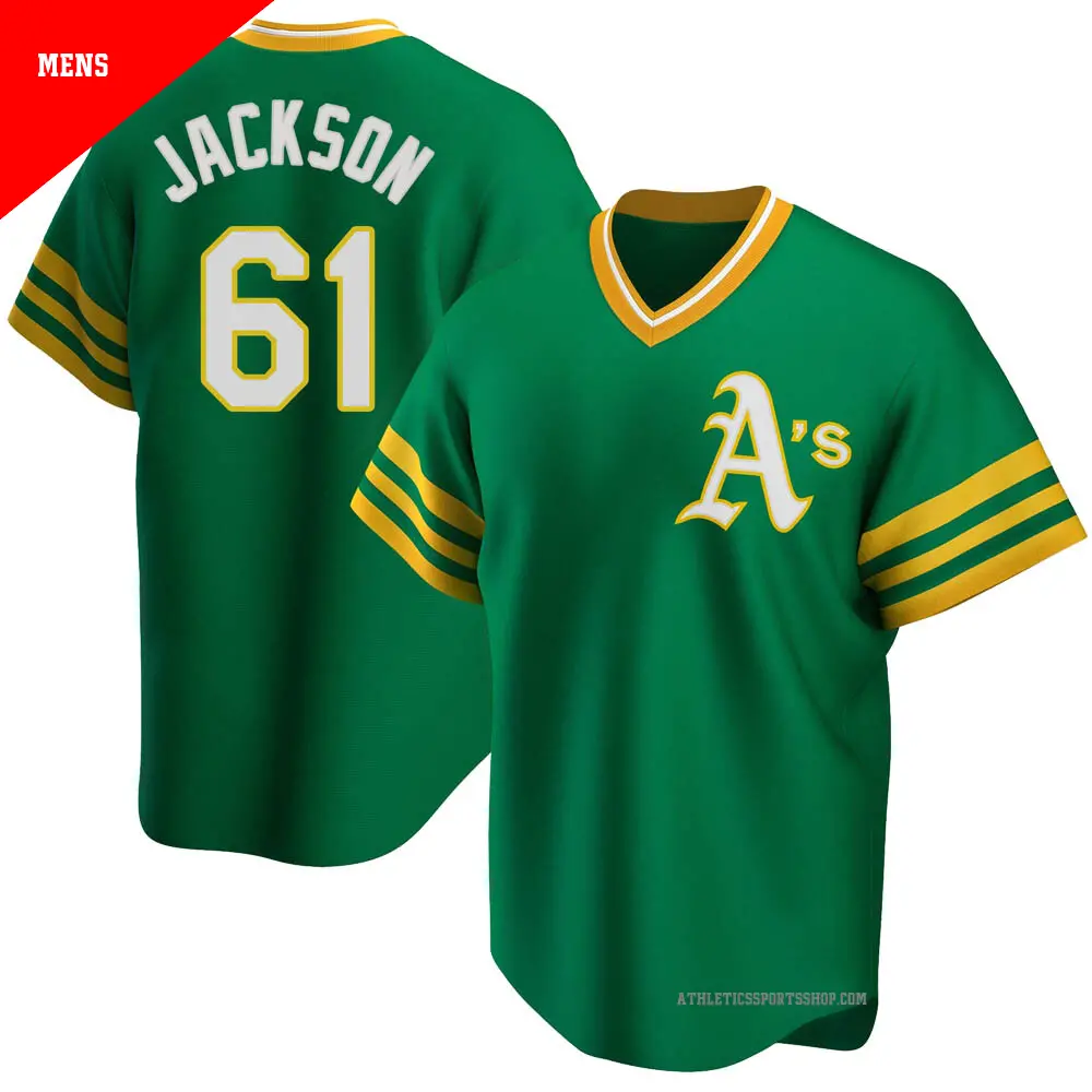 Men's ＃61 Zach Jackson Oakland Athletics Green Replica R Kelly Road Cooperstown Collection Jersey