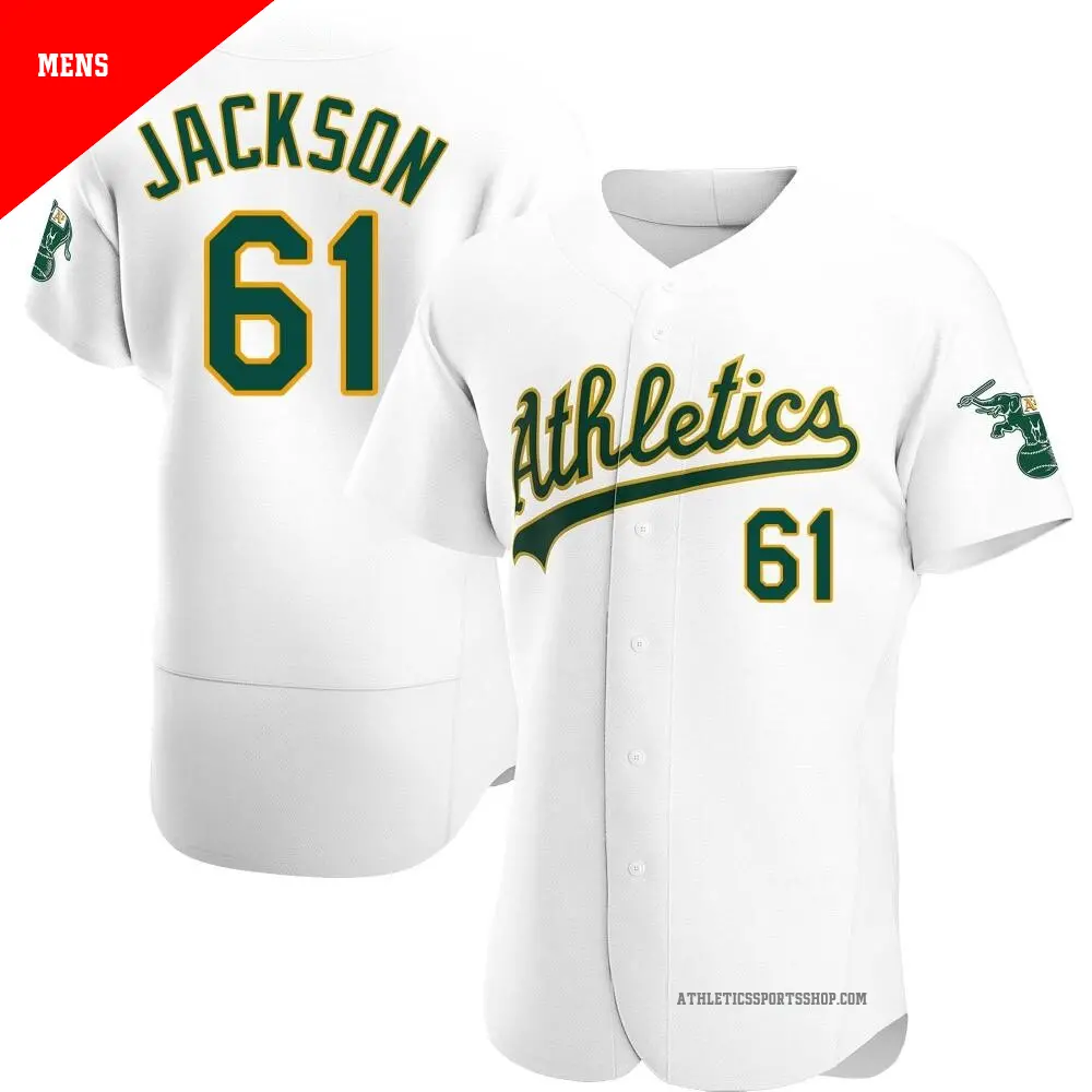 Men's ＃61 Zach Jackson Oakland Athletics White Authentic Home Jersey