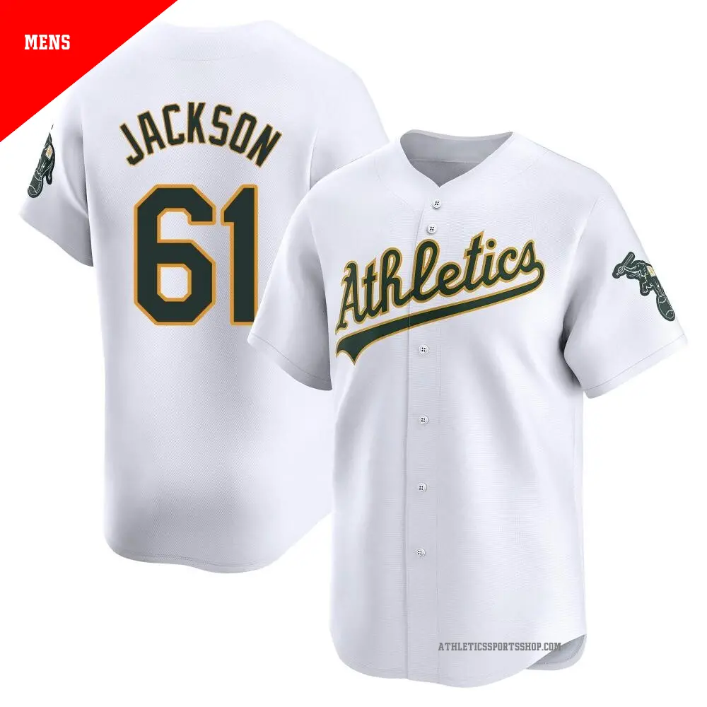 Men's ＃61 Zach Jackson Oakland Athletics White Limited Home Jersey