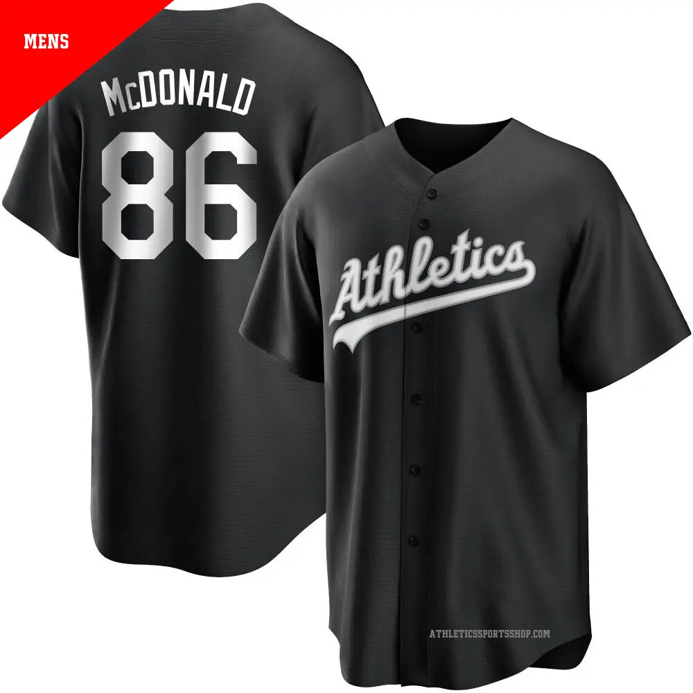 Men's ＃86 Mickey McDonald Oakland Athletics Black/White Replica Jersey