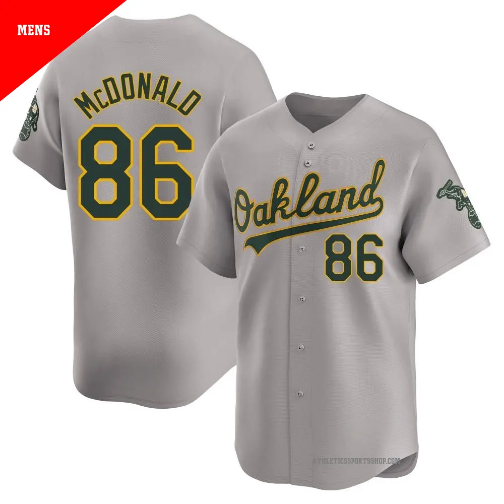 Men's ＃86 Mickey McDonald Oakland Athletics Gray Limited Away Jersey