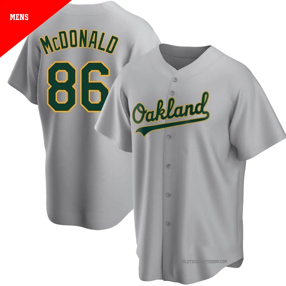 Men's ＃86 Mickey McDonald Oakland Athletics Gray Replica Road Jersey