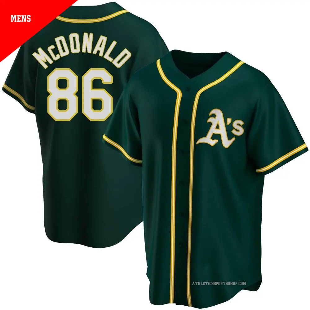 Men's ＃86 Mickey McDonald Oakland Athletics Green Replica Alternate Jersey