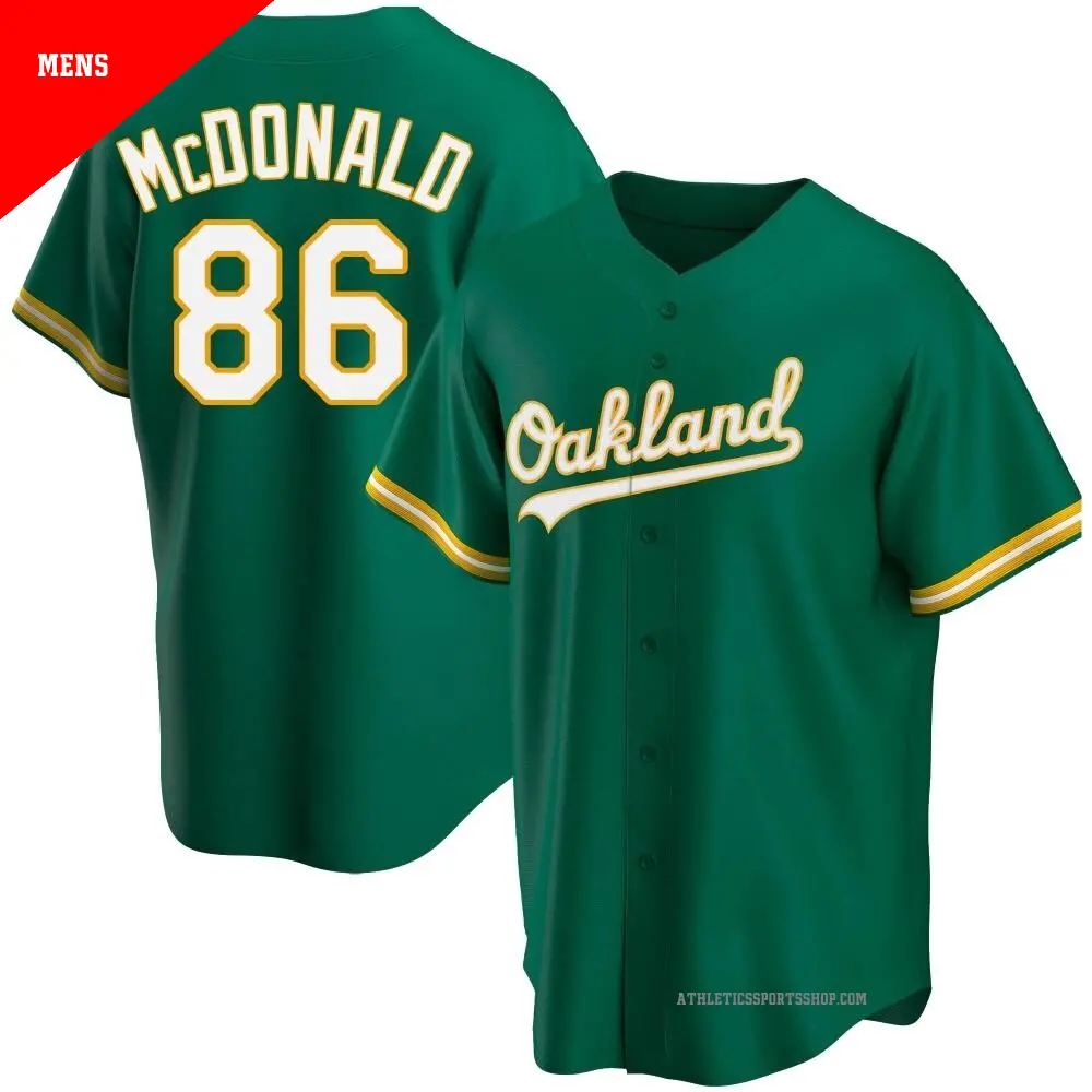 Men's ＃86 Mickey McDonald Oakland Athletics Green Replica Kelly Alternate Jersey