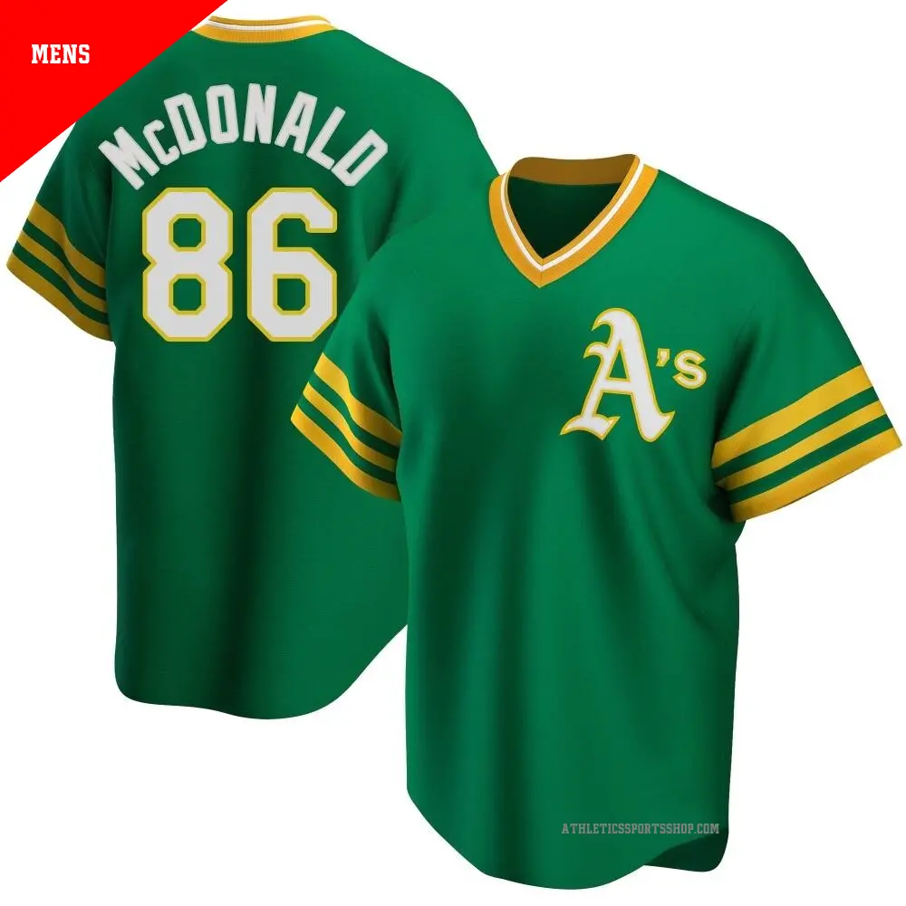 Men's ＃86 Mickey McDonald Oakland Athletics Green Replica R Kelly Road Cooperstown Collection Jersey