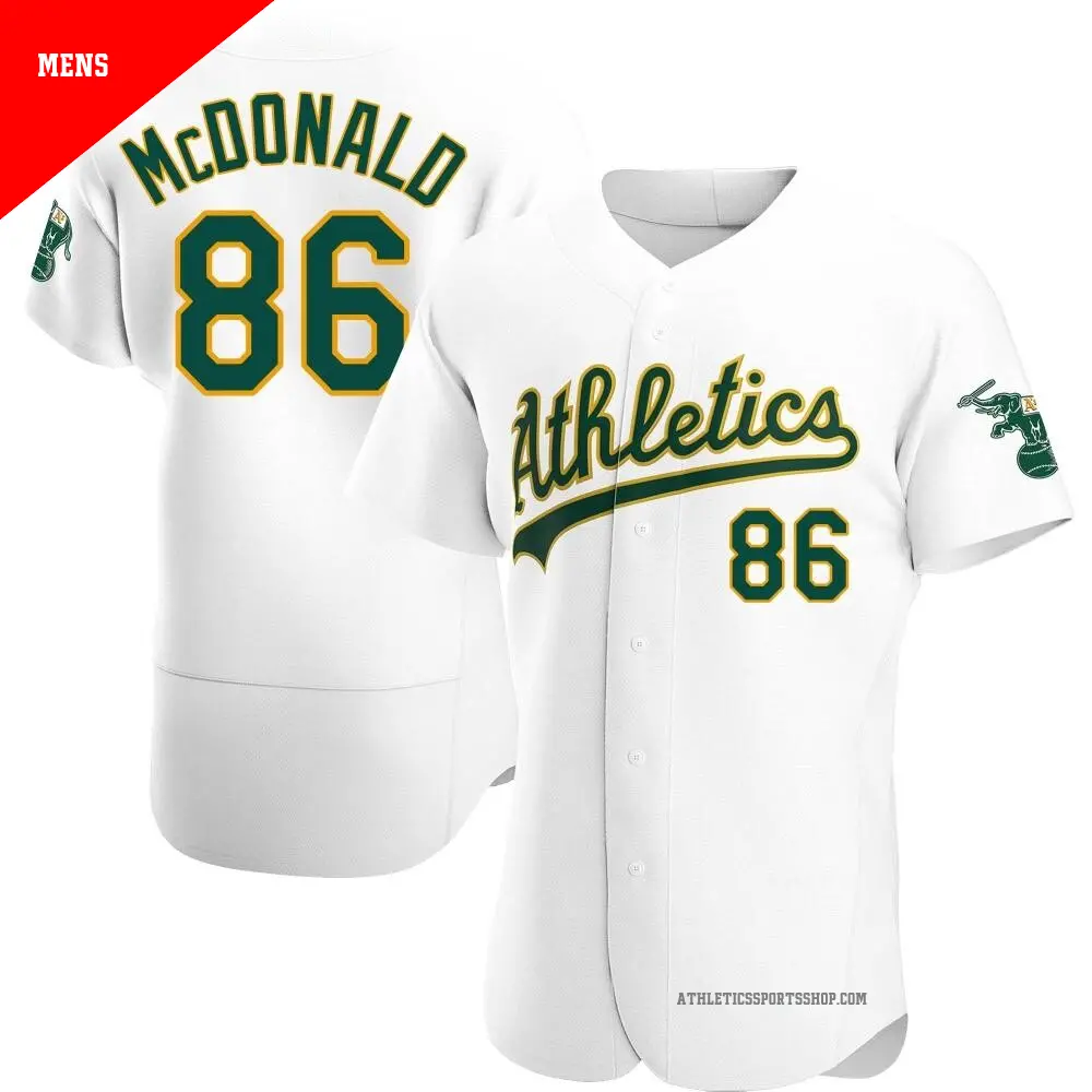 Men's ＃86 Mickey McDonald Oakland Athletics White Authentic Home Jersey