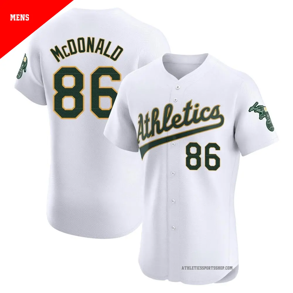 Men's ＃86 Mickey McDonald Oakland Athletics White Elite Home Jersey