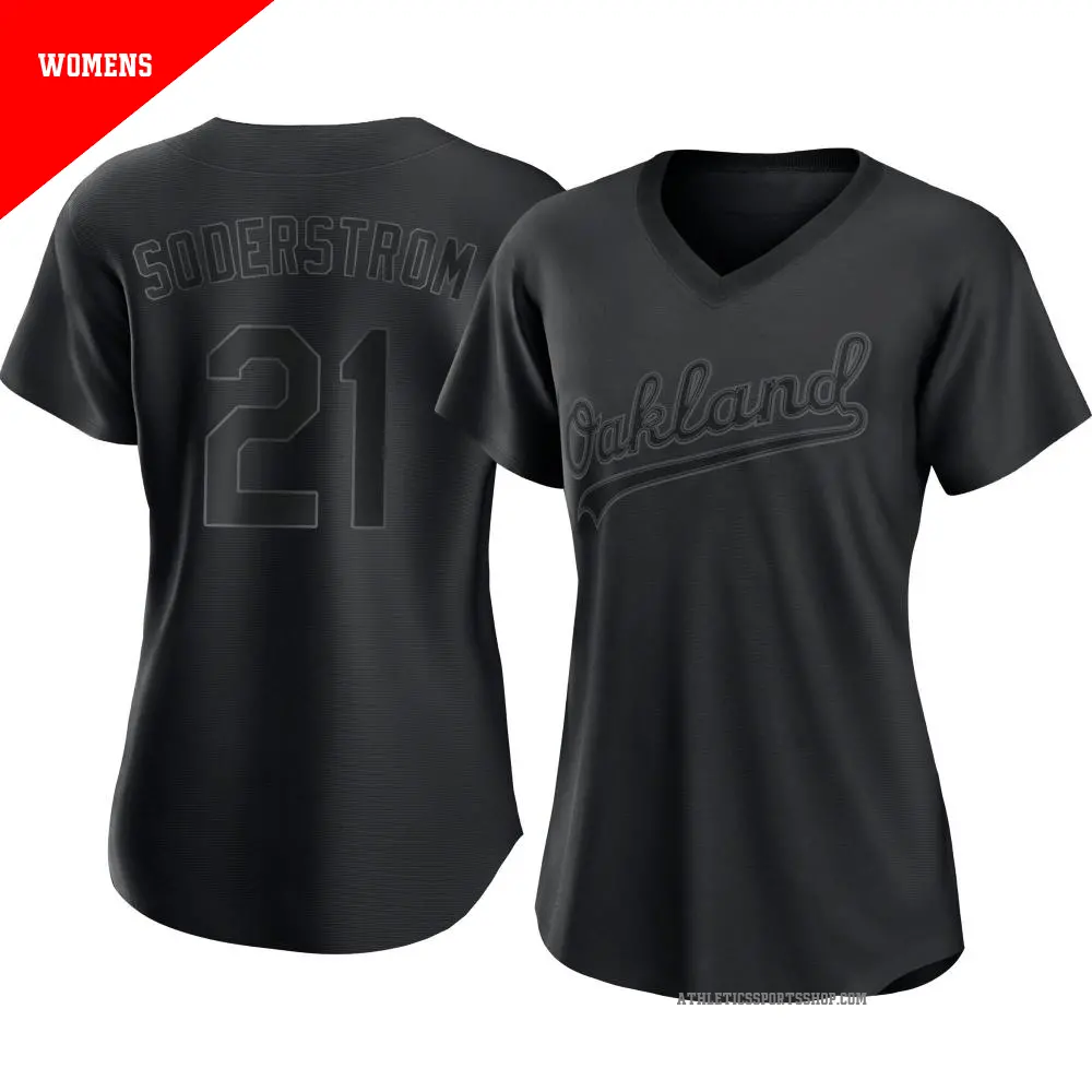 Women's ＃21 Tyler Soderstrom Oakland Athletics Black Authentic Pitch Fashion Jersey