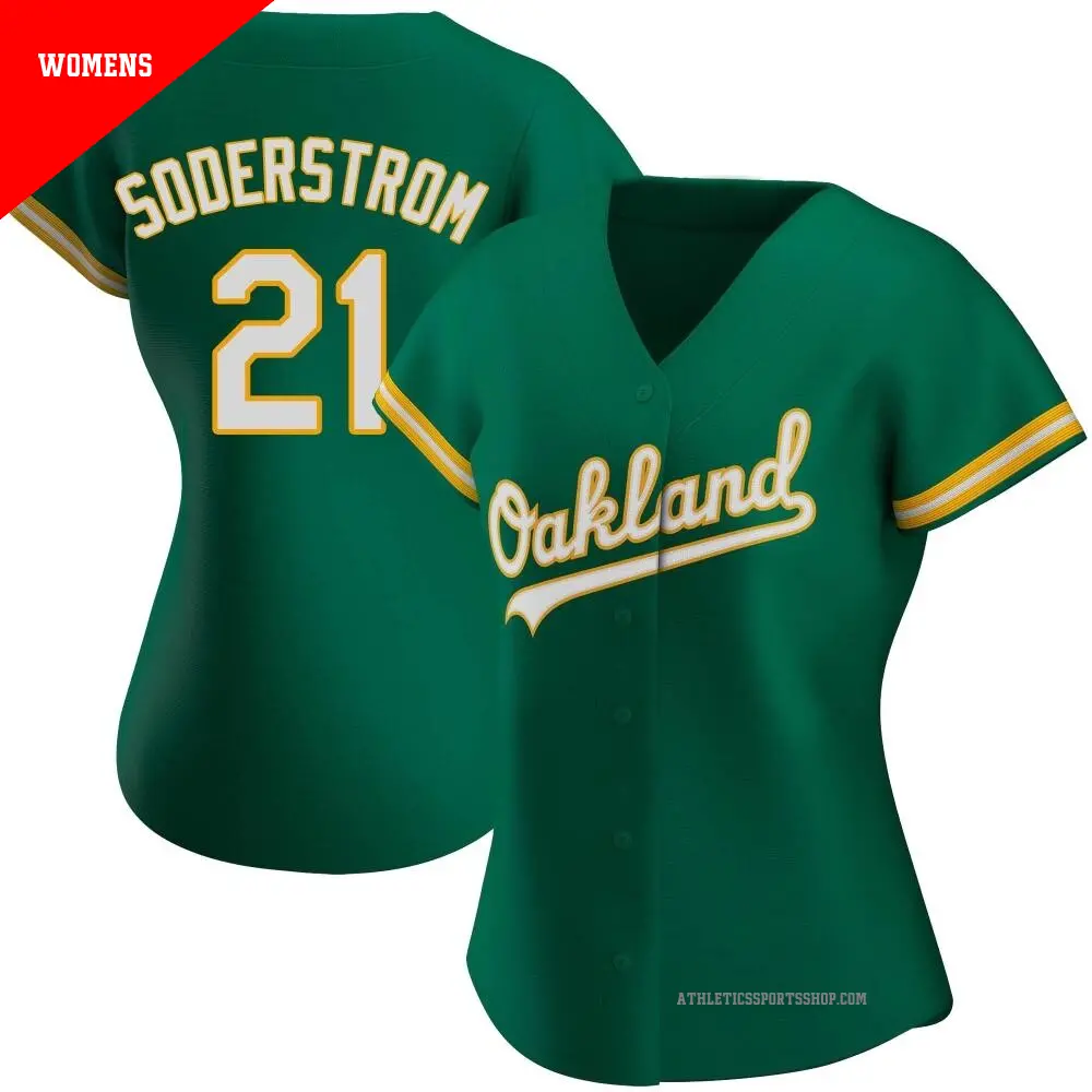 Women's ＃21 Tyler Soderstrom Oakland Athletics Green Authentic Kelly Alternate Jersey