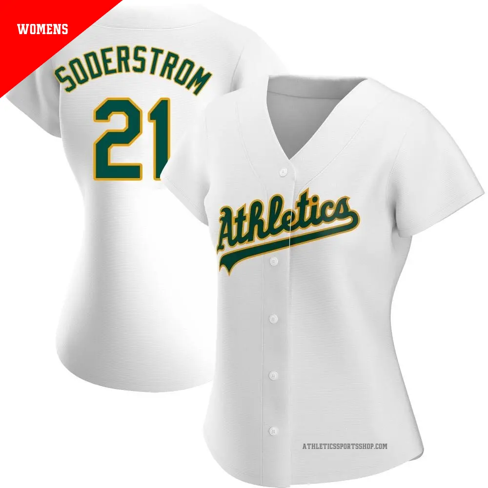 Women's ＃21 Tyler Soderstrom Oakland Athletics White Authentic Home Jersey