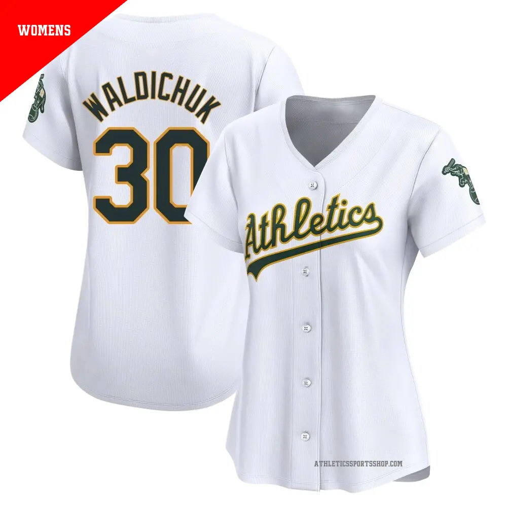 Women's ＃30 Ken Waldichuk Oakland Athletics White Limited Home Jersey