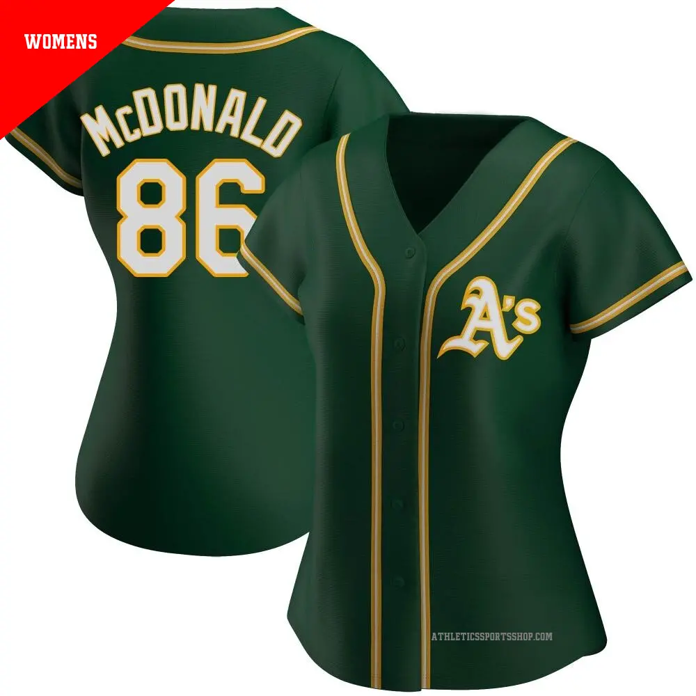 Women's ＃86 Mickey McDonald Oakland Athletics Green Authentic Alternate Jersey