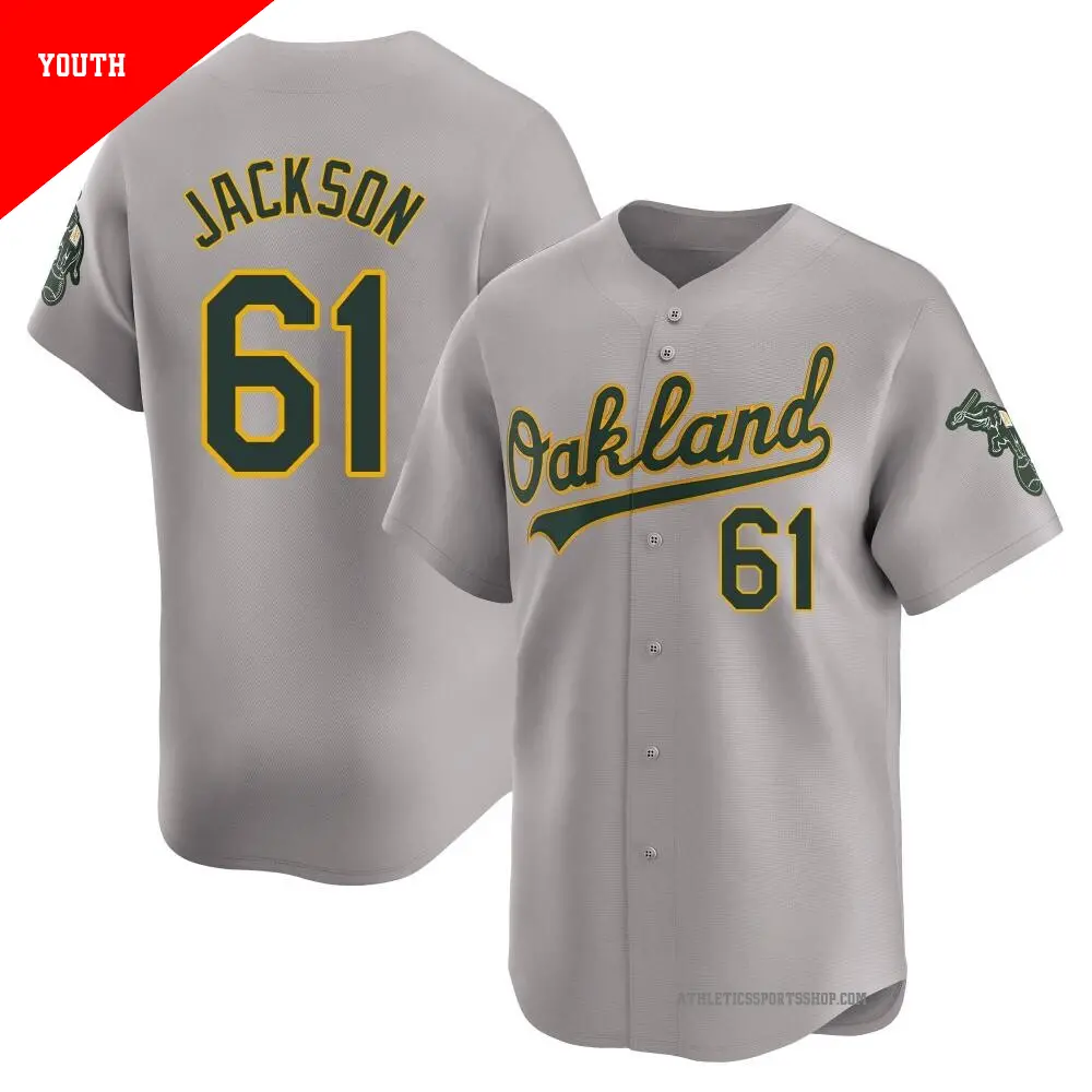 Youth ＃61 Zach Jackson Oakland Athletics Gray Limited Away Jersey